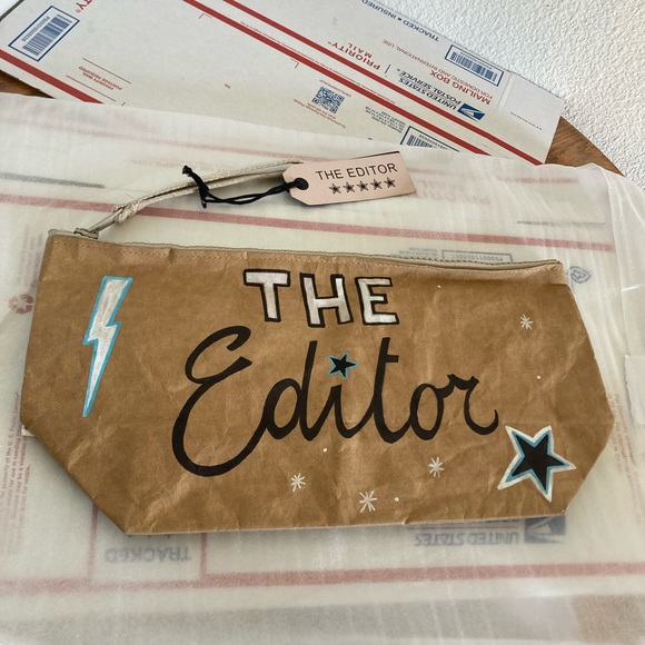 The Editor heavy duty zip up brown paper bag BEACH large wristlet clutch bag - Picture 2 of 7